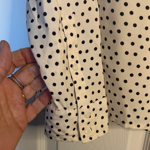 Express Portofino Black and Cream Polka Dot Blouse size S - Picture 4 of 8